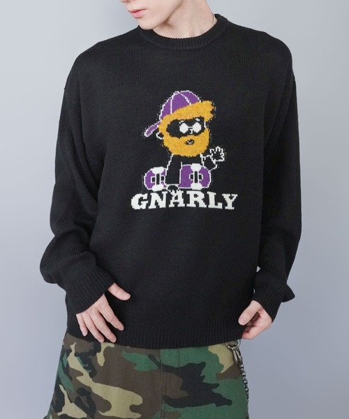 ひげおじさんジャガードニットセーター/スケートストリート/厚すぎず