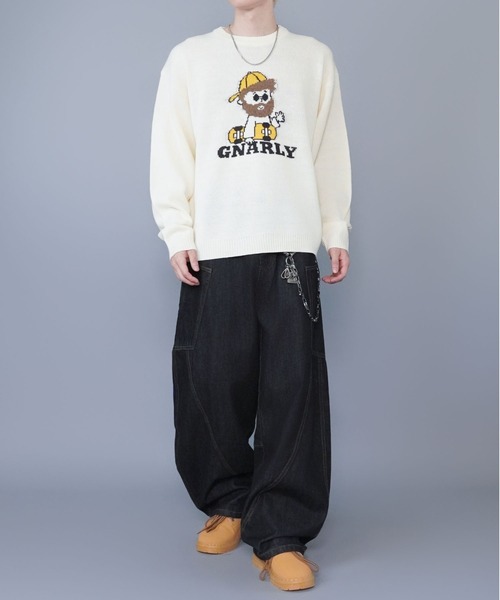 セール】ひげおじさんジャガードニットセーター/スケートストリート/厚