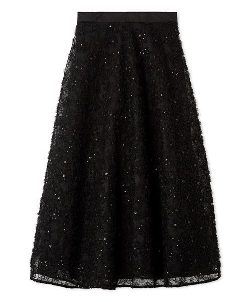 FURFUR（ファーファー）の「立体フラワーレーススカート（スカート・レディース・ホワイト/ブラック/サックスブルー・F）」の3枚目の写真