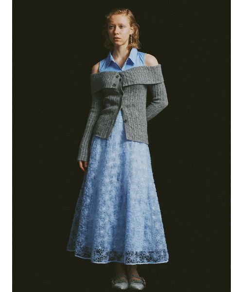 FURFUR（ファーファー）の「立体フラワーレーススカート（スカート・レディース・ホワイト/ブラック/サックスブルー・F）」の5枚目の写真