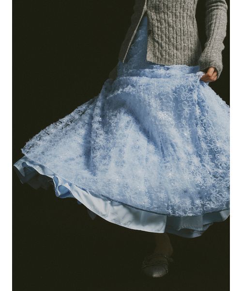 FURFUR（ファーファー）の「立体フラワーレーススカート（スカート・レディース・ホワイト/ブラック/サックスブルー・F）」の6枚目の写真