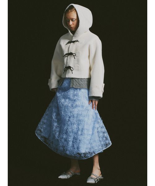 FURFUR（ファーファー）の「立体フラワーレーススカート（スカート・レディース・ホワイト/ブラック/サックスブルー・F）」の7枚目の写真