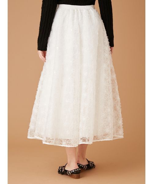 FURFUR（ファーファー）の「立体フラワーレーススカート（スカート・レディース・ホワイト/ブラック/サックスブルー・F）」の9枚目の写真