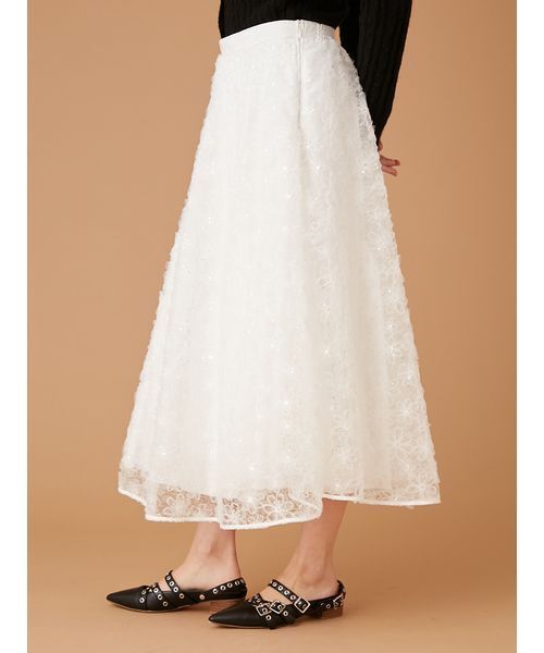 FURFUR（ファーファー）の「立体フラワーレーススカート（スカート・レディース・ホワイト/ブラック/サックスブルー・F）」の10枚目の写真