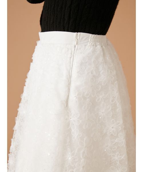 FURFUR（ファーファー）の「立体フラワーレーススカート（スカート・レディース・ホワイト/ブラック/サックスブルー・F）」の12枚目の写真