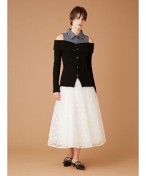 FURFUR（ファーファー）の「立体フラワーレーススカート（スカート・レディース・ホワイト/ブラック/サックスブルー・F）」の13枚目の写真