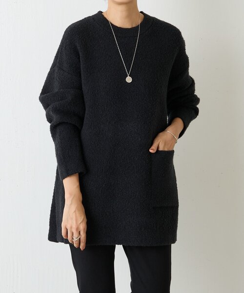 BEARDSLEY（ビアズリー）の「ブークレ接結スリットプルオーバー（ニット/セーター・レディース・ホワイト/ブラック・FREE）」の2枚目の写真