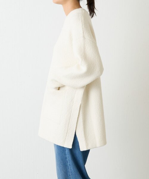 BEARDSLEY（ビアズリー）の「ブークレ接結スリットプルオーバー（ニット/セーター・レディース・ホワイト/ブラック・FREE）」の6枚目の写真