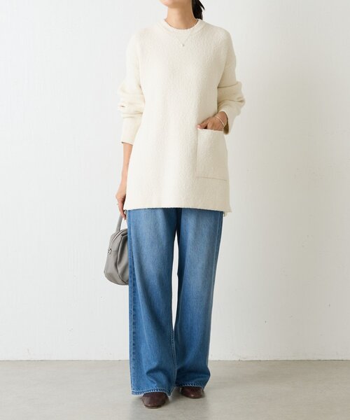 BEARDSLEY（ビアズリー）の「ブークレ接結スリットプルオーバー（ニット/セーター・レディース・ホワイト/ブラック・FREE）」の8枚目の写真