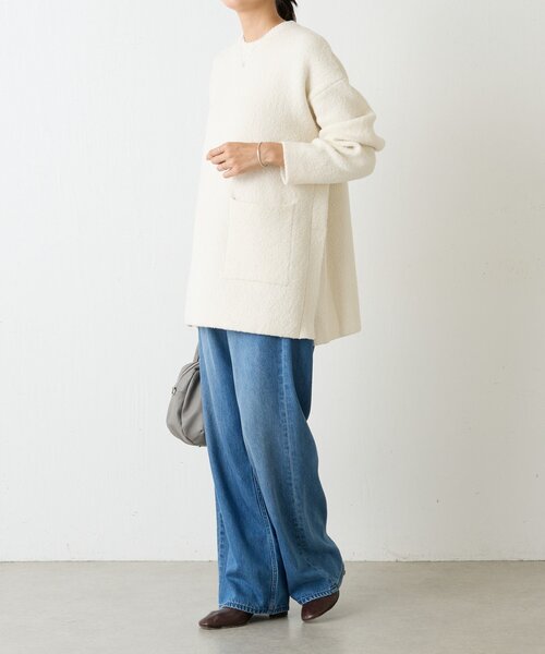 BEARDSLEY（ビアズリー）の「ブークレ接結スリットプルオーバー（ニット/セーター・レディース・ホワイト/ブラック・FREE）」の9枚目の写真