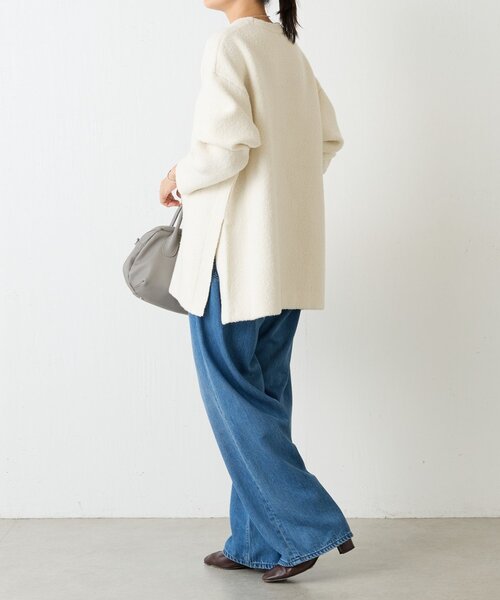 BEARDSLEY（ビアズリー）の「ブークレ接結スリットプルオーバー（ニット/セーター・レディース・ホワイト/ブラック・FREE）」の10枚目の写真