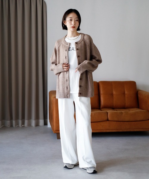 amini（アミニ）の「【2025 AW】もちもちニット　ラグランスリーブカーディガン（カーディガン/ボレロ・レディース・ブルー/チャコールグレー/オレンジ/アイボリー/グレイッシュベージュ・MEDIUM/FREE）」の6枚目の写真