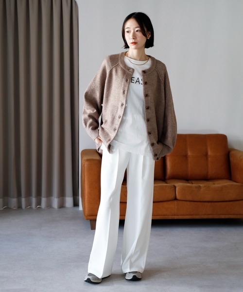 amini（アミニ）の「【2025 AW】もちもちニット　ラグランスリーブカーディガン（カーディガン/ボレロ・レディース・ブルー/チャコールグレー/オレンジ/アイボリー/グレイッシュベージュ・MEDIUM/FREE）」の7枚目の写真