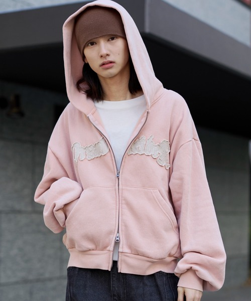 ホワイト パーカー LARGE ピンクプリント DIESEL（ディーゼル）の「メンズ プルオーバーパーカー S-GINN-HOOD