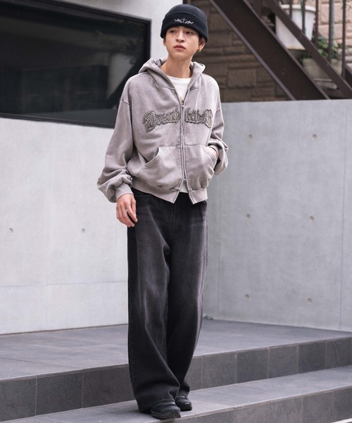 WEGO/【25年秋冬新作】ショートグラフィックZIPパーカー（パーカー