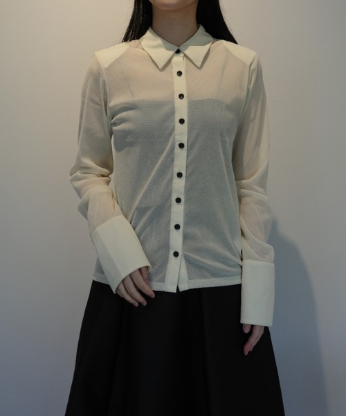 トップス CLANE TULLE FLOCKY SHIRTS CLANE TULLE FLOCKY POLO SHIRTS（シャツ/ブラウス）｜CLANE