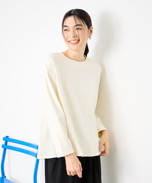 Mac-House(マックハウス)の「Idnes 360°美シルエット ペプラムプルオーバー(Tシャツ/カットソー・レディース・グレー/ブラック/アイボリー・FREE)」の1枚目の写真