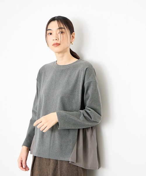 Mac-House(マックハウス)の「Idnes 360°美シルエット ペプラムプルオーバー(Tシャツ/カットソー・レディース・グレー/ブラック/アイボリー・FREE)」の5枚目の写真