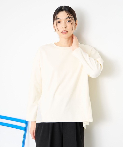 Mac-House(マックハウス)の「Idnes 360°美シルエット ペプラムプルオーバー(Tシャツ/カットソー・レディース・グレー/ブラック/アイボリー・FREE)」の10枚目の写真