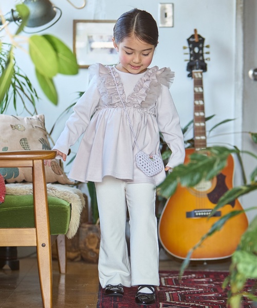 petit main（プティマイン）の「カットコールフレアパンツ（その他パンツ・キッズ・ブラック/ライトピンク/ブルー/アイボリー/ダークブラウン・100cm/120cm/80ｃｍ/130cm/110cm/90cm）」の2枚目の写真