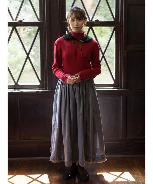 Samansa Mos2(サマンサ モスモス)の「【ゆべし×Samansa Mos2】ティペット付リブニット(ニット/セーター・レディース・ベージュ/レッド/ブラック/キャメル・F)」の8枚目の写真