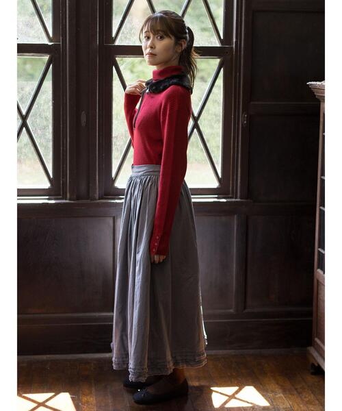 Samansa Mos2(サマンサ モスモス)の「【ゆべし×Samansa Mos2】ティペット付リブニット(ニット/セーター・レディース・ベージュ/レッド/ブラック/キャメル・F)」の9枚目の写真