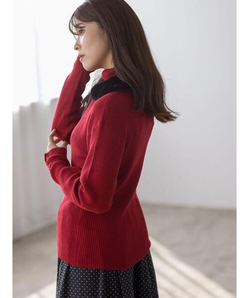 Samansa Mos2(サマンサ モスモス)の「【ゆべし×Samansa Mos2】ティペット付リブニット(ニット/セーター・レディース・ベージュ/レッド/ブラック/キャメル・F)」の10枚目の写真