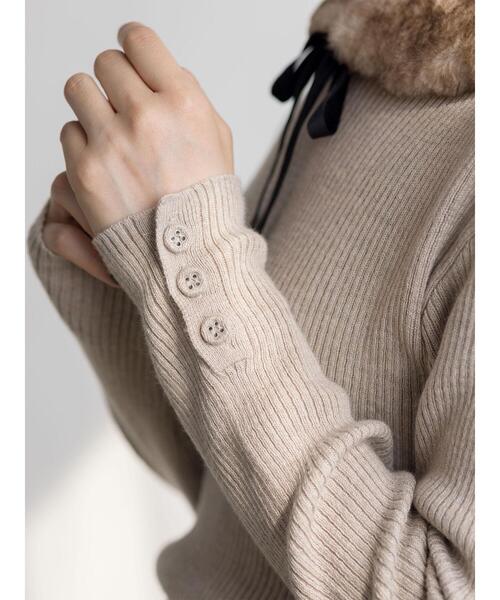 Samansa Mos2(サマンサ モスモス)の「【ゆべし×Samansa Mos2】ティペット付リブニット(ニット/セーター・レディース・ベージュ/レッド/ブラック/キャメル・F)」の20枚目の写真