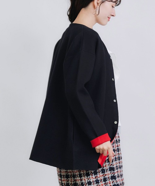 PICCIN(ピッチン)の「ドットボタングログランテープ配色カーディガン(カーディガン/ボレロ・レディース・オフホワイト/ブラック/ブルー・M)」の15枚目の写真