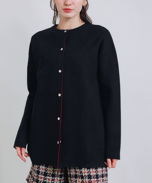 PICCIN(ピッチン)の「ドットボタングログランテープ配色カーディガン(カーディガン/ボレロ・レディース・オフホワイト/ブラック/ブルー・M)」の19枚目の写真