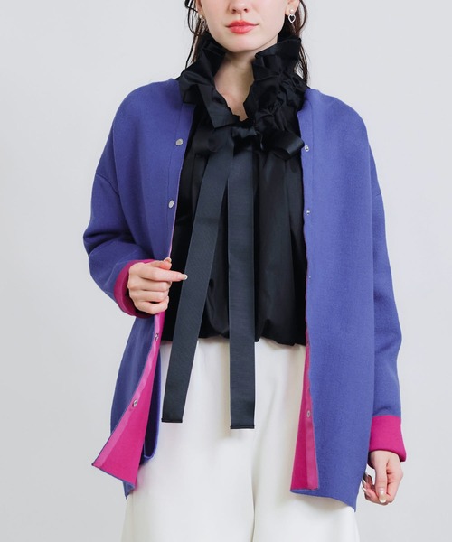 PICCIN(ピッチン)の「ドットボタングログランテープ配色カーディガン(カーディガン/ボレロ・レディース・オフホワイト/ブラック/ブルー・M)」の21枚目の写真