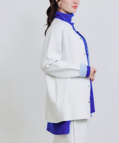 PICCIN(ピッチン)の「ドットボタングログランテープ配色カーディガン(カーディガン/ボレロ・レディース・オフホワイト/ブラック/ブルー・M)」の5枚目の写真