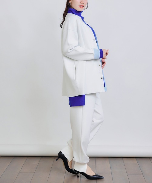 PICCIN(ピッチン)の「ドットボタングログランテープ配色カーディガン(カーディガン/ボレロ・レディース・オフホワイト/ブラック/ブルー・M)」の9枚目の写真