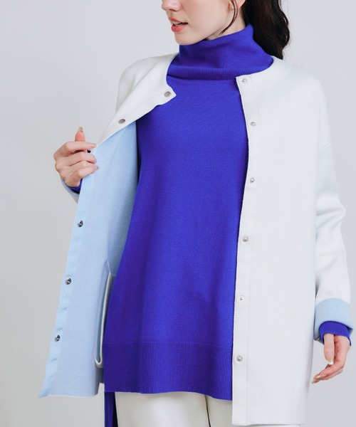 PICCIN(ピッチン)の「ドットボタングログランテープ配色カーディガン(カーディガン/ボレロ・レディース・オフホワイト/ブラック/ブルー・M)」の7枚目の写真