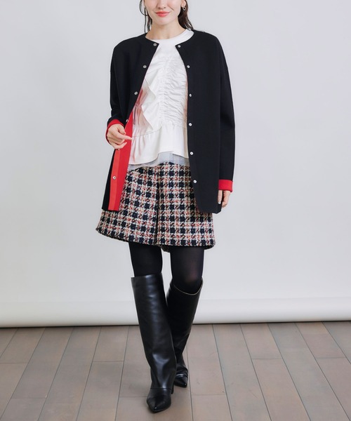 PICCIN(ピッチン)の「ドットボタングログランテープ配色カーディガン(カーディガン/ボレロ・レディース・オフホワイト/ブラック/ブルー・M)」の16枚目の写真