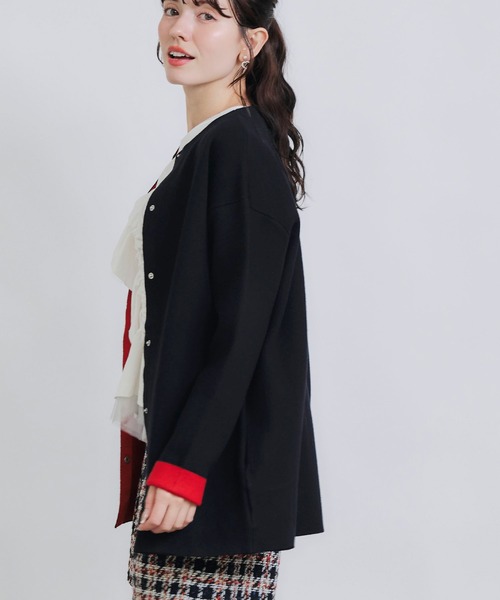 PICCIN(ピッチン)の「ドットボタングログランテープ配色カーディガン(カーディガン/ボレロ・レディース・オフホワイト/ブラック/ブルー・M)」の13枚目の写真