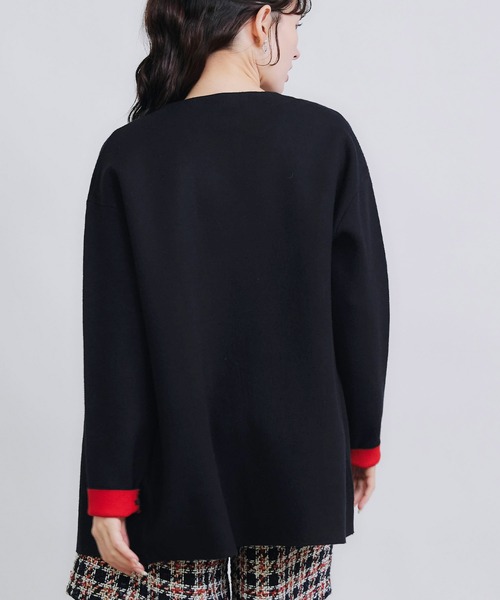 PICCIN(ピッチン)の「ドットボタングログランテープ配色カーディガン(カーディガン/ボレロ・レディース・オフホワイト/ブラック/ブルー・M)」の14枚目の写真