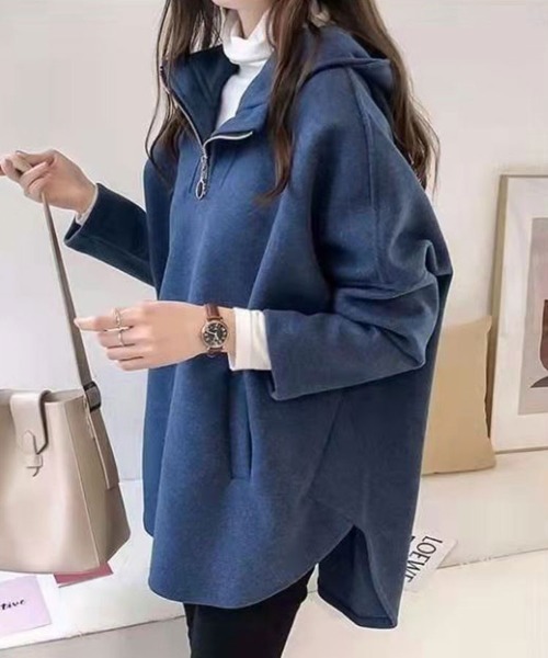 SallyLunn(サリーラン)の「ハーフジッププルオーバートップス(Tシャツ/カットソー・レディース・ネイビー/イエロー/グレー・L/M)」の2枚目の写真