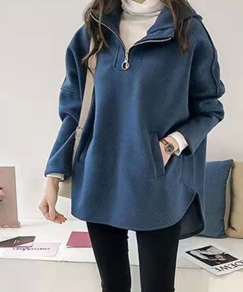 SallyLunn(サリーラン)の「ハーフジッププルオーバートップス(Tシャツ/カットソー・レディース・ネイビー/イエロー/グレー・L/M)」の11枚目の写真