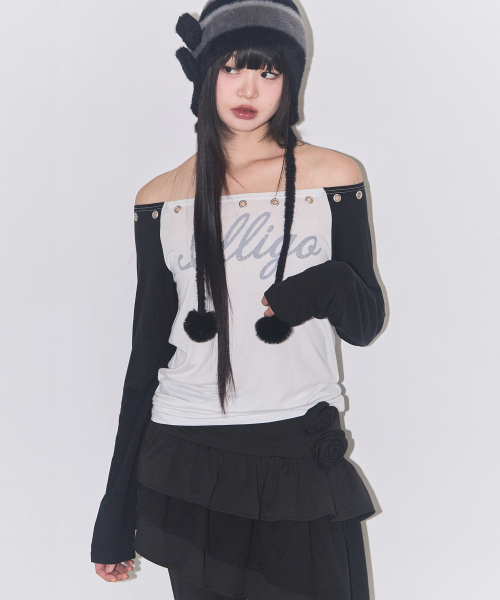 ILLIGO（イリゴ）の「ラグランオフショルダー ロングスリーブ ブラック（Tシャツ/カットソー・レディース・その他・OS）」の2枚目の写真