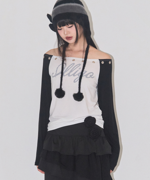 ILLIGO（イリゴ）の「ラグランオフショルダー ロングスリーブ ブラック（Tシャツ/カットソー・レディース・その他・OS）」の3枚目の写真