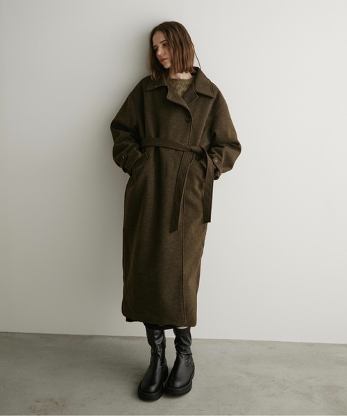 ウールライクダブルロングコート（ステンカラーコート）｜LOSCa