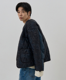 (m) カモフラージュキルティングジャンパー_ネイビー