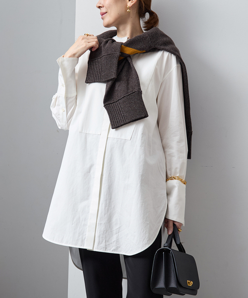 VERMEIL par iena(ヴェルメイユパーイエナ)の「ソフトブロードバンドカラーシャツ(シャツ/ブラウス・レディース・スカイブルー/ホワイト・FREE)」の2枚目の写真