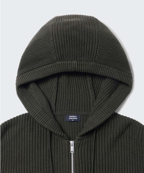 MUSINSA STANDARD（ムシンサスタンダード）の「リブニットフードパーカー[カーキ]（ニット/セーター・メンズ・その他・MEDIUM/LARGE/X-LARGE/XX-LARGE）」の5枚目の写真