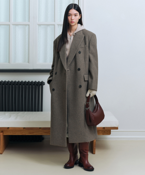 セール】ウィメンズウールブレンドオーバーショルダーダブルコート