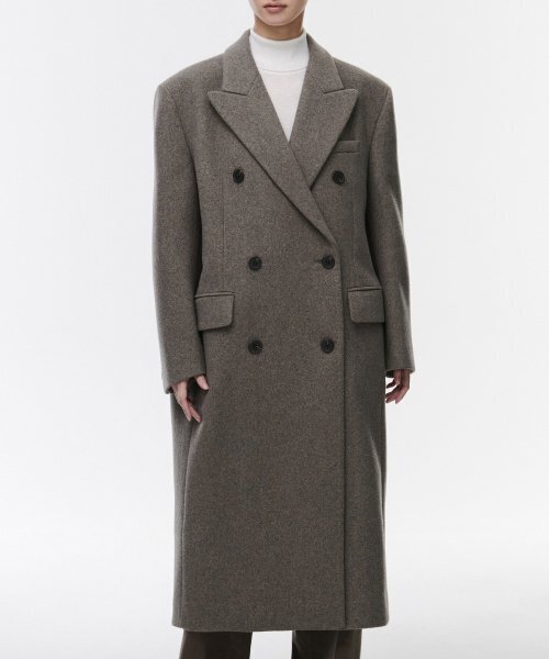 セール】ウィメンズウールブレンドオーバーショルダーダブルコート