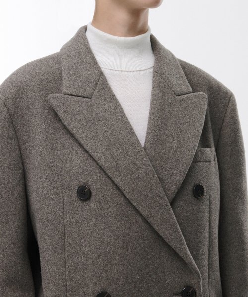 セール】ウィメンズウールブレンドオーバーショルダーダブルコート