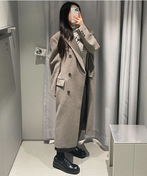 MUSINSA STANDARD WOMAN（ムシンサスタンダードウーマン）の「ウィメンズウールブレンドオーバーショルダーダブルコート[トープ]（チェスターコート・レディース・その他・MEDIUM/LARGE/X-SMALL）」の13枚目の写真