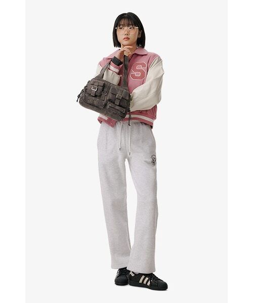 SINOON(シヌーン)の「CLASSIC LOGO AWARD JACKET (PALE PINK)(スタジャン・レディース・ベビーピンク・FREE)」の7枚目の写真
